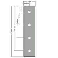 41-130-1 MODULAR SOLUTIONS ALUMINUM CONNECTING PLATE<br>45MM X 180MM FLAT TIE W/HARDWARE
